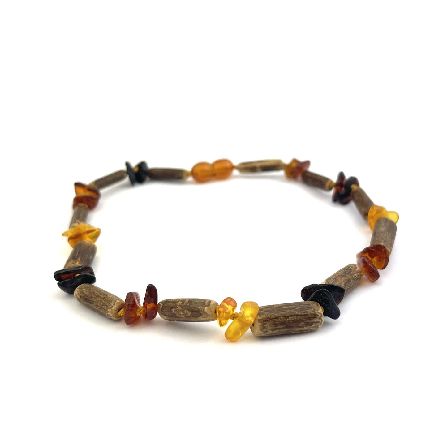 Polished Kids Chips Amber and Wooden Beads Multicolor Necklace