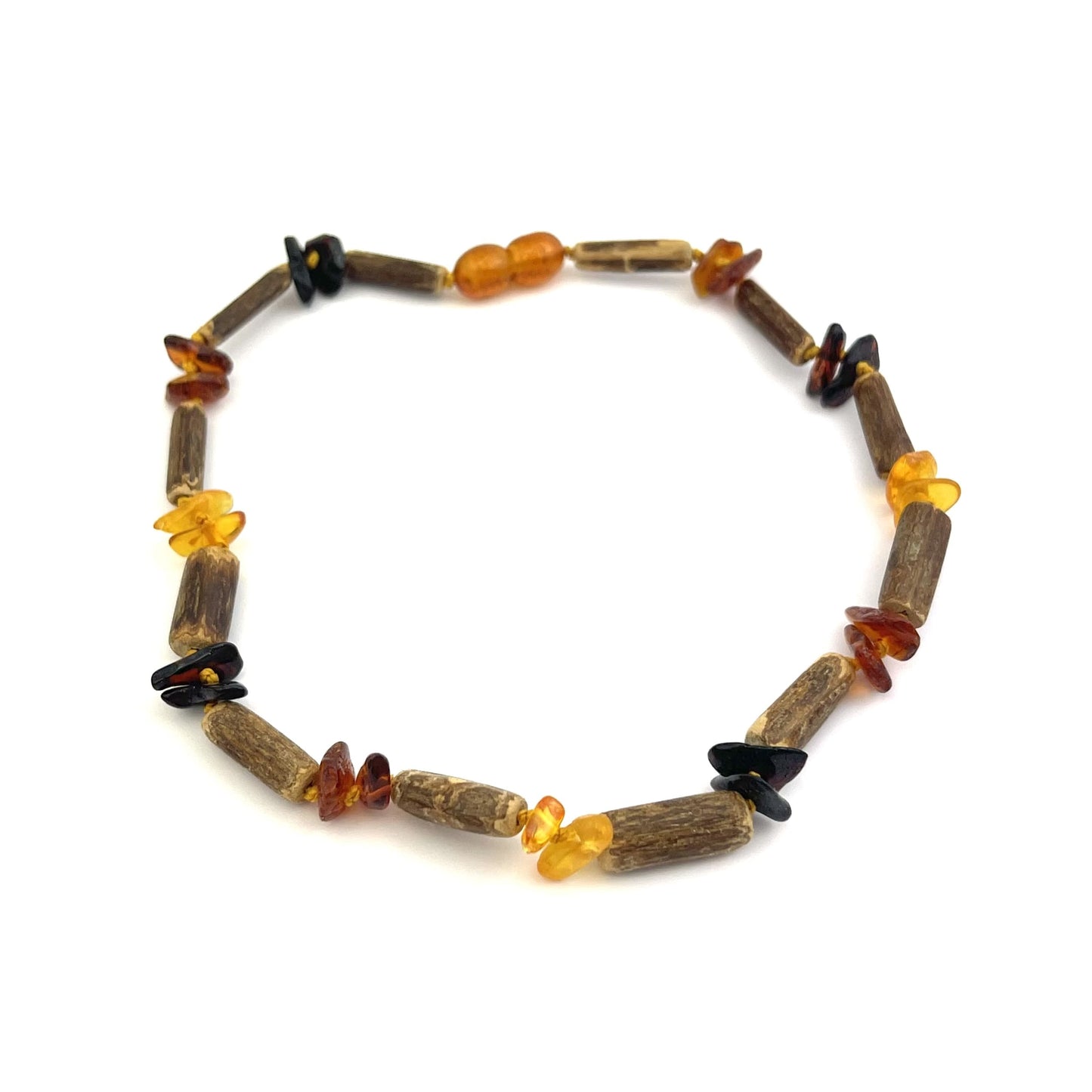 Polished Kids Chips Amber and Wooden Beads Multicolor Necklace