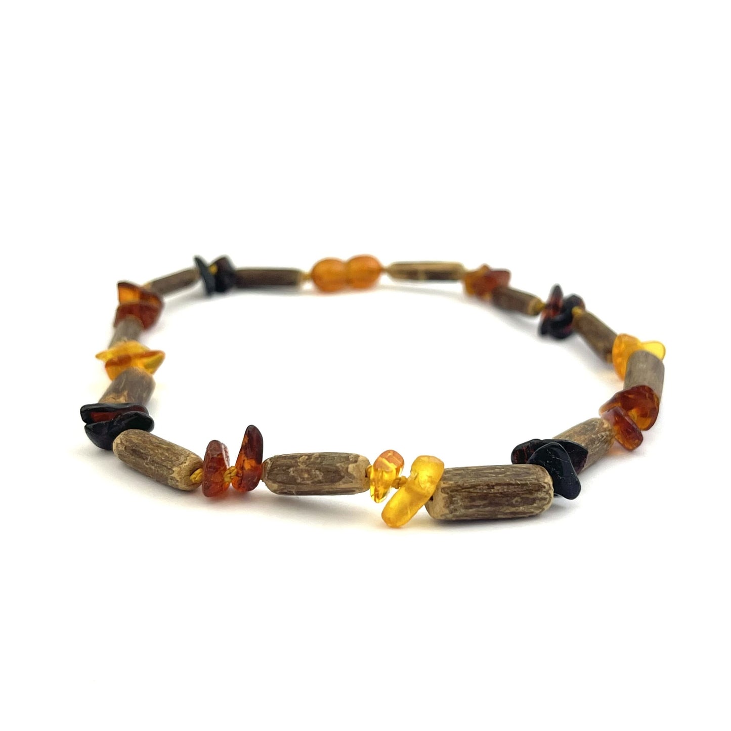 Polished Kids Chips Amber and Wooden Beads Multicolor Necklace