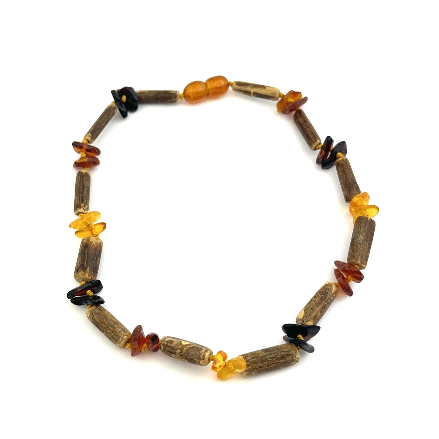 Polished Kids Chips Amber and Wooden Beads Multicolor Necklace