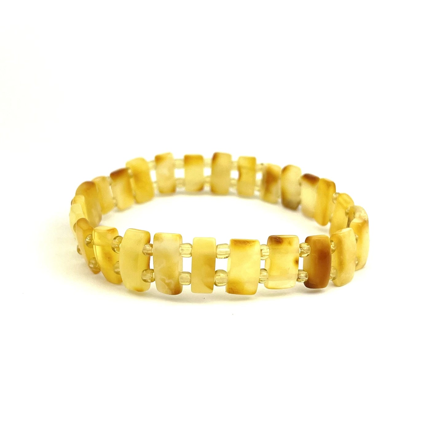 Polished Rectangle Beads Butter Color Bracelet