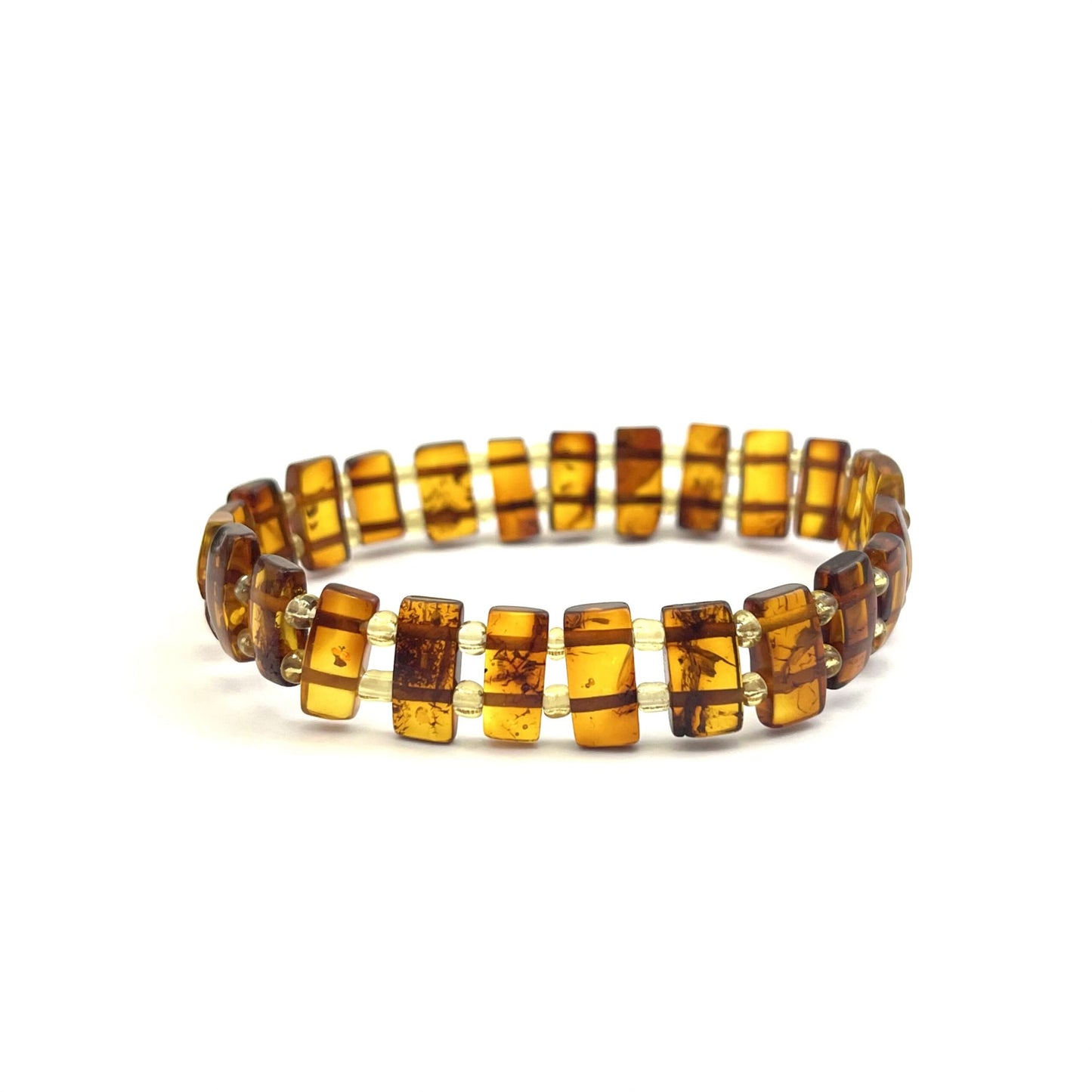 Polished Rectangle Beads Cognac Color Bracelet