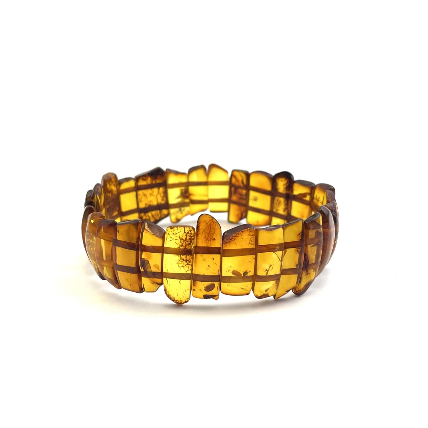 Polished Rectangle Beads Cognac Bracelet
