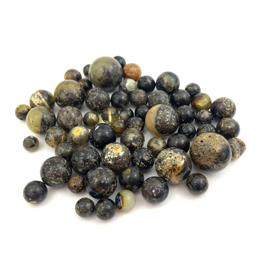 Loose Polished Perfect Round Green Amber Beads, Drilled, 10mm+, 50g