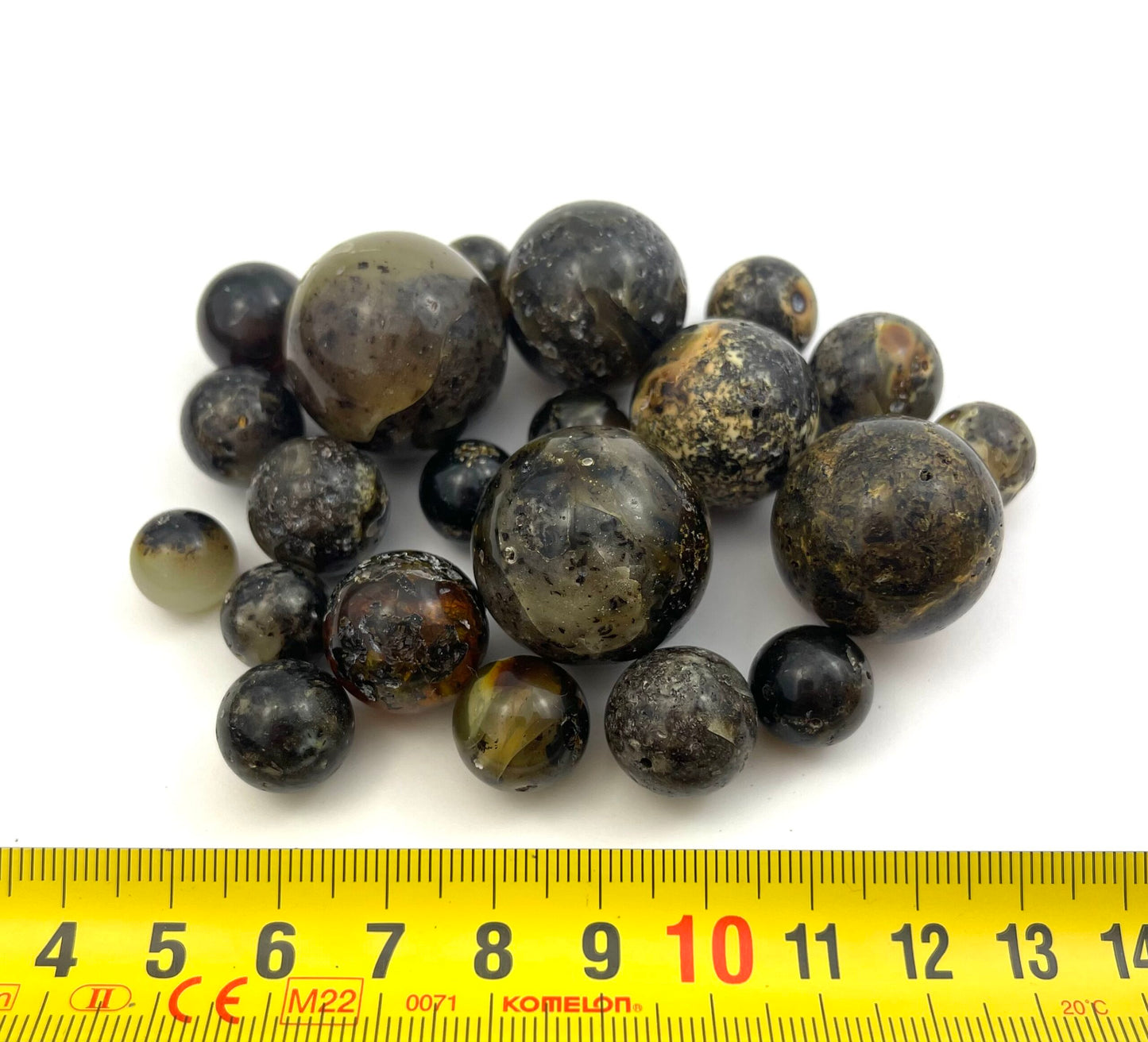 Loose Polished Perfect Round Green Amber Beads, Drilled, 10mm+, 50g