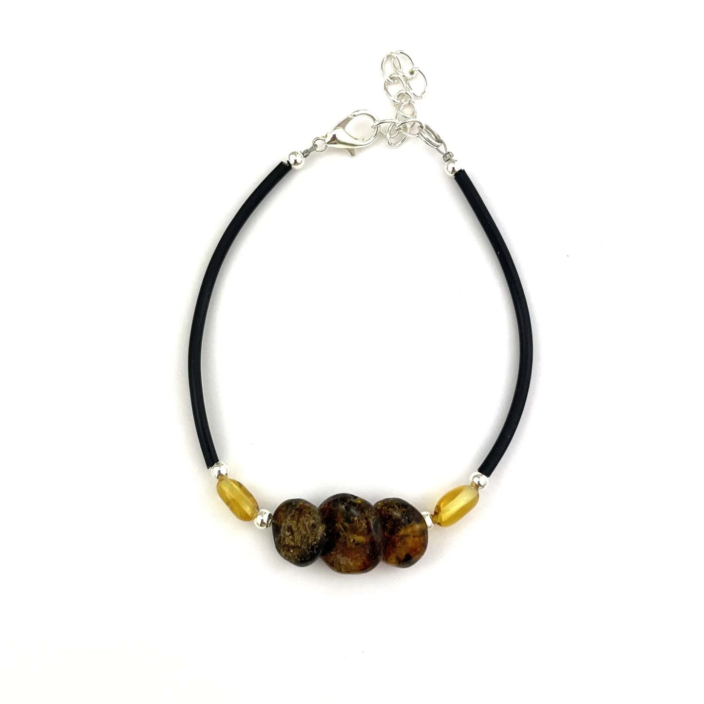 Polished Flat Oval Beads Green Color Bracelet