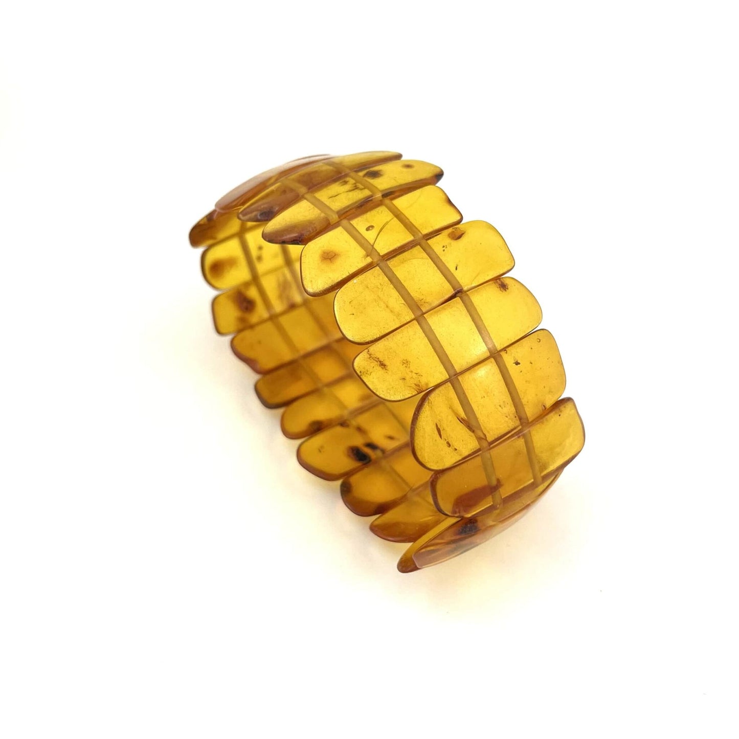 Polished Rectangle Beads Dark Honey Bracelet