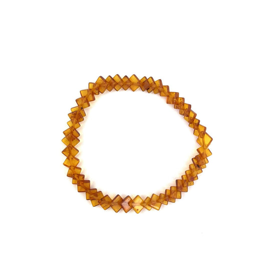 Polished Square Beads Honey Color Bracelet