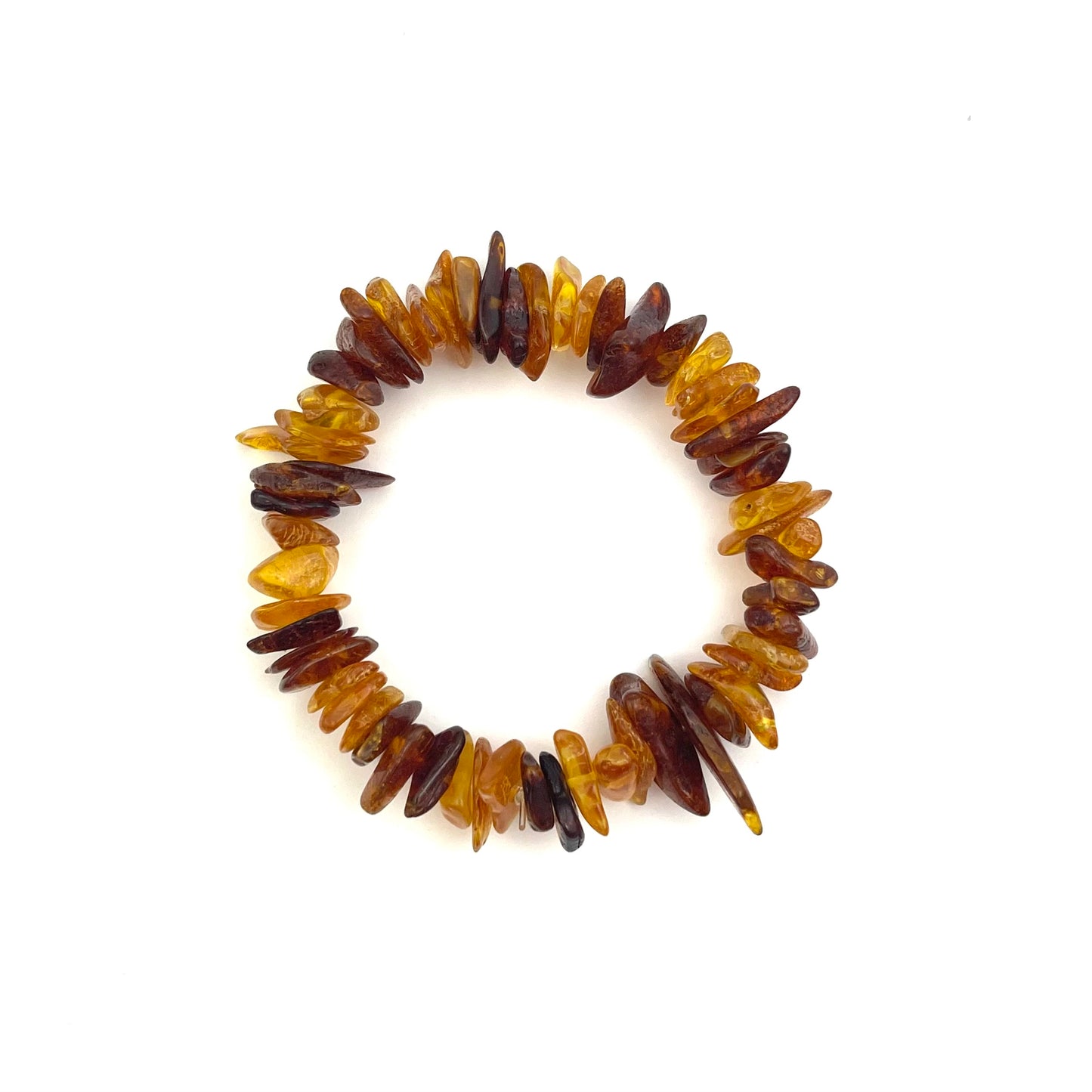 Polished Elastic Chips Cognac and Honey Color Bracelet 12g+
