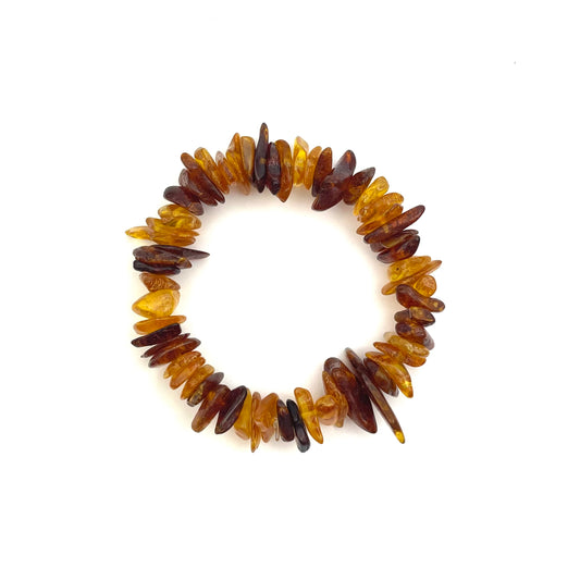 Polished Elastic Chips Cognac and Honey Color Bracelet 12g+