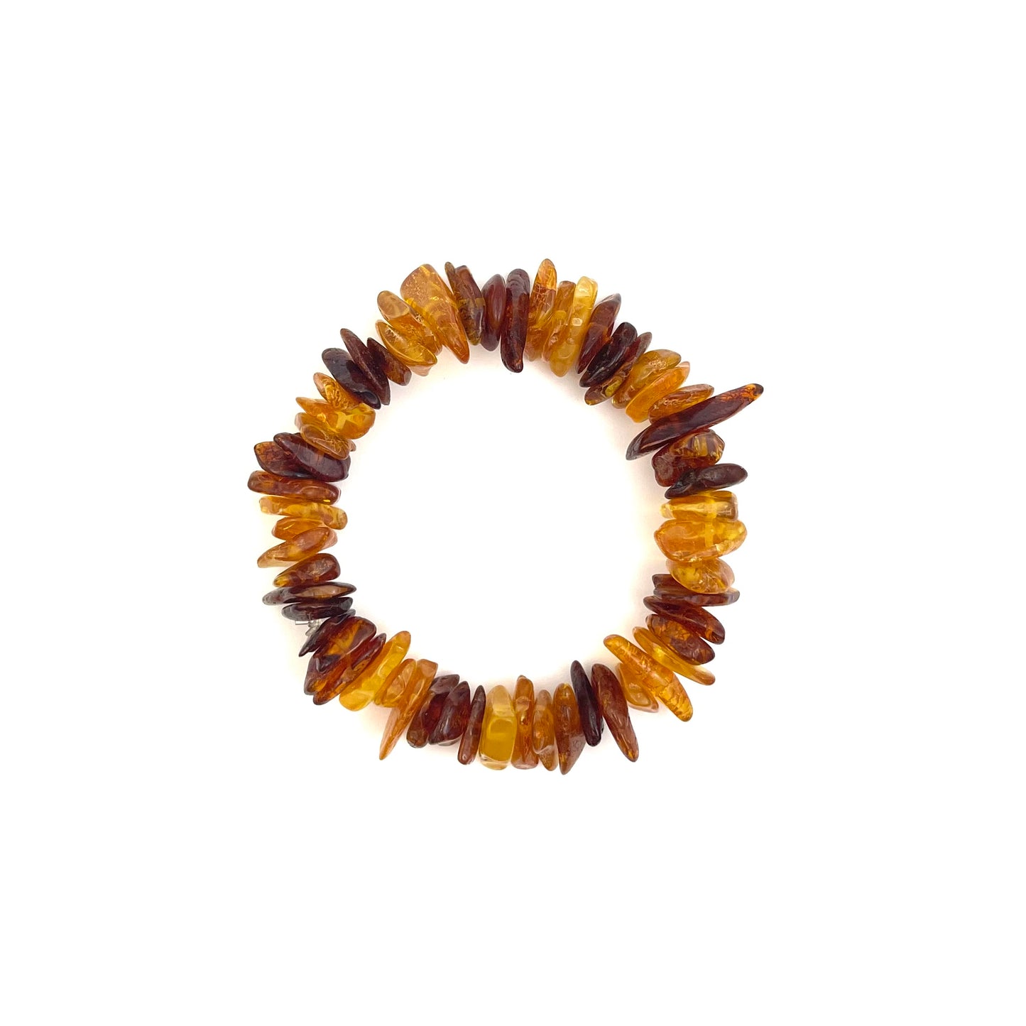 Polished Elastic Chips Cognac and Honey Color Bracelet 12g+