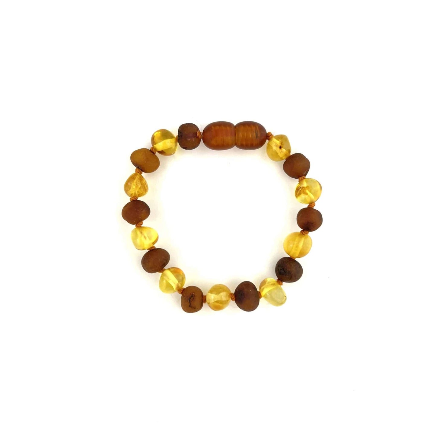 Raw and Polished Mix Kids Baroque Beads Honey and Cognac Color Bracelet