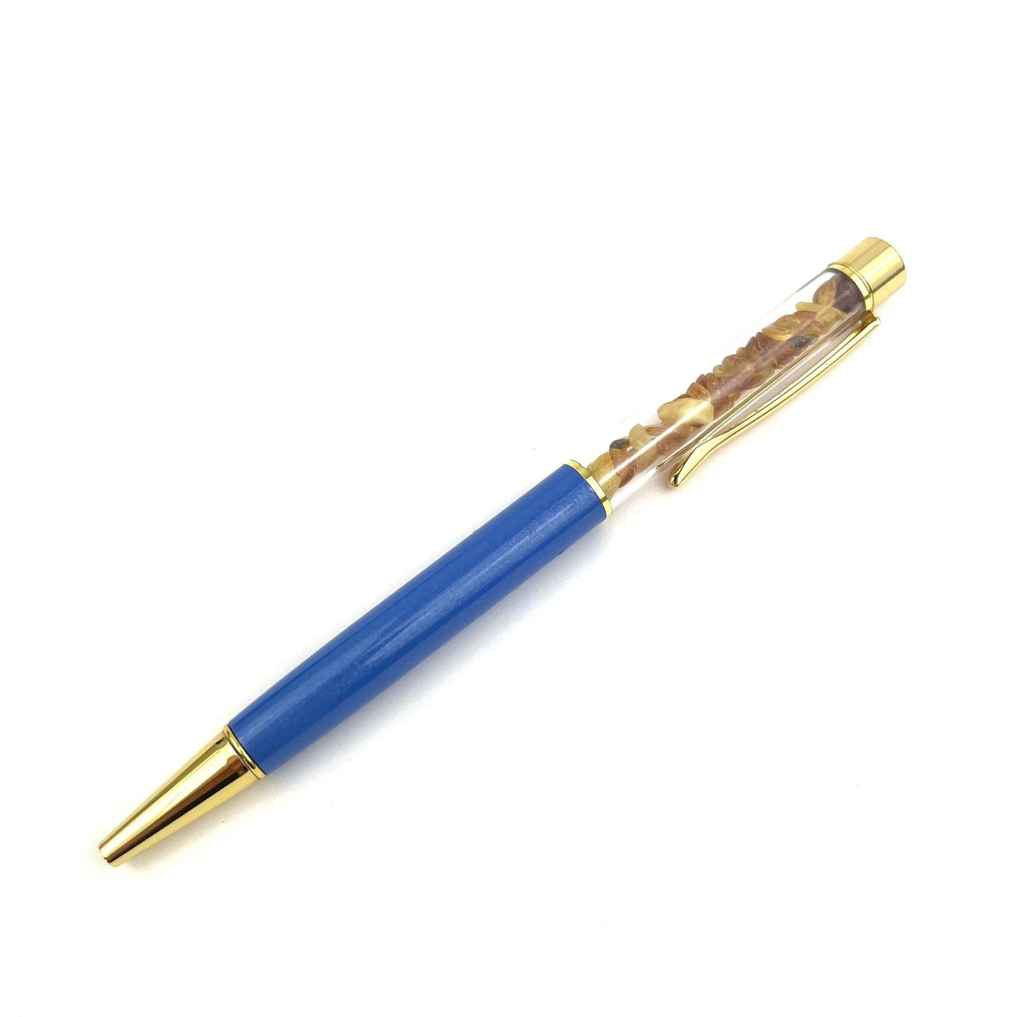 Ballpoint Pen Filled With Natural Amber Stones | Various Colors