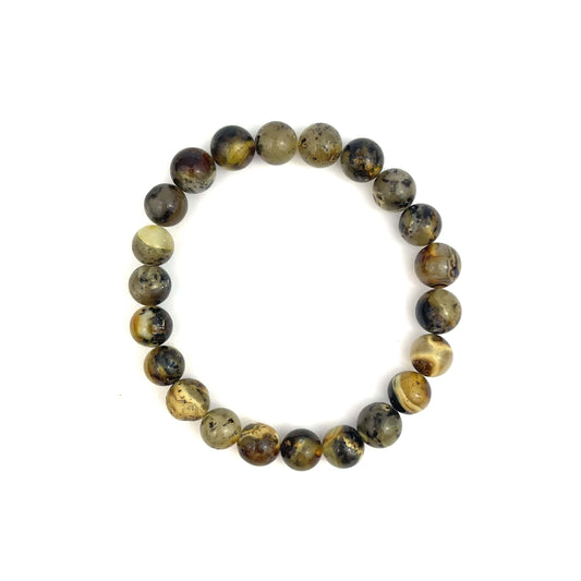 Polished Perfect Round Beads Light Green Color Bracelet