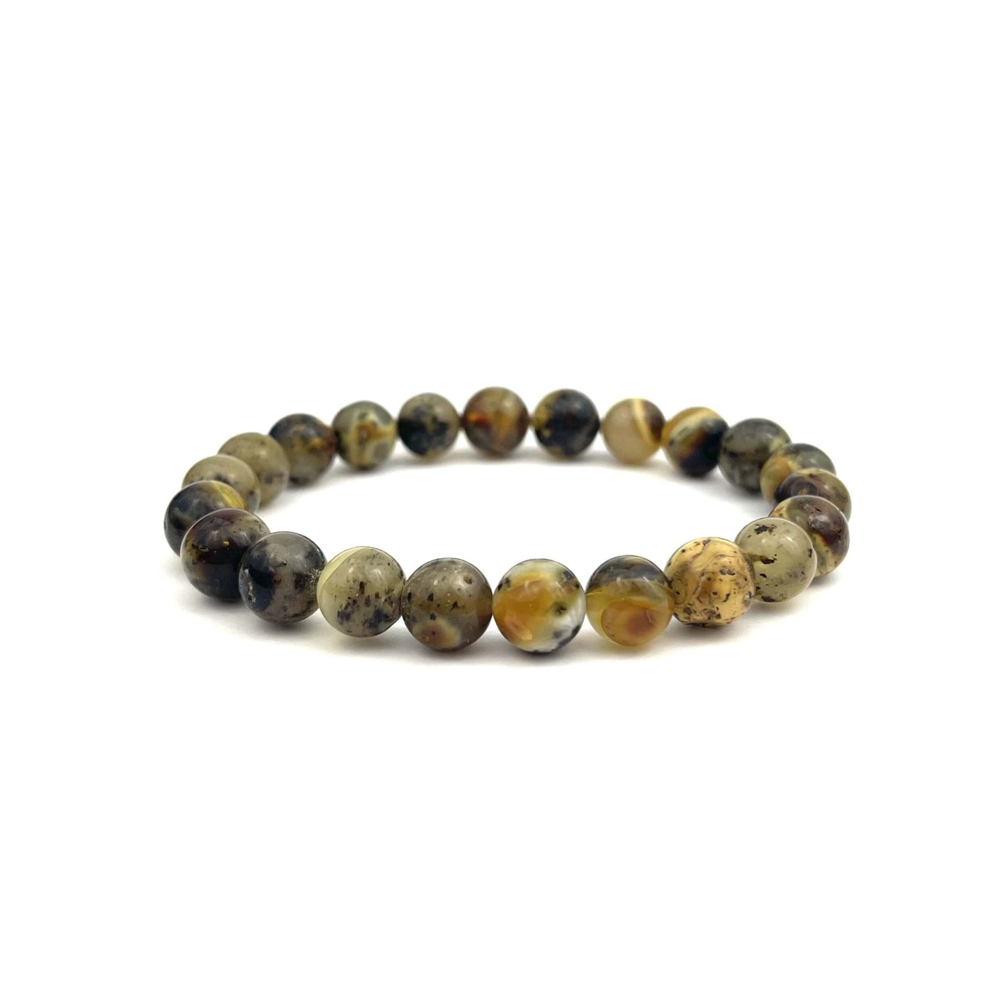 Polished Perfect Round Beads Light Green Color Bracelet