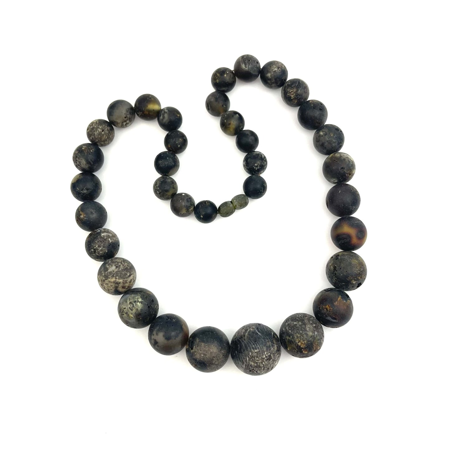 Raw Perfect Round Beads Green Color Necklace