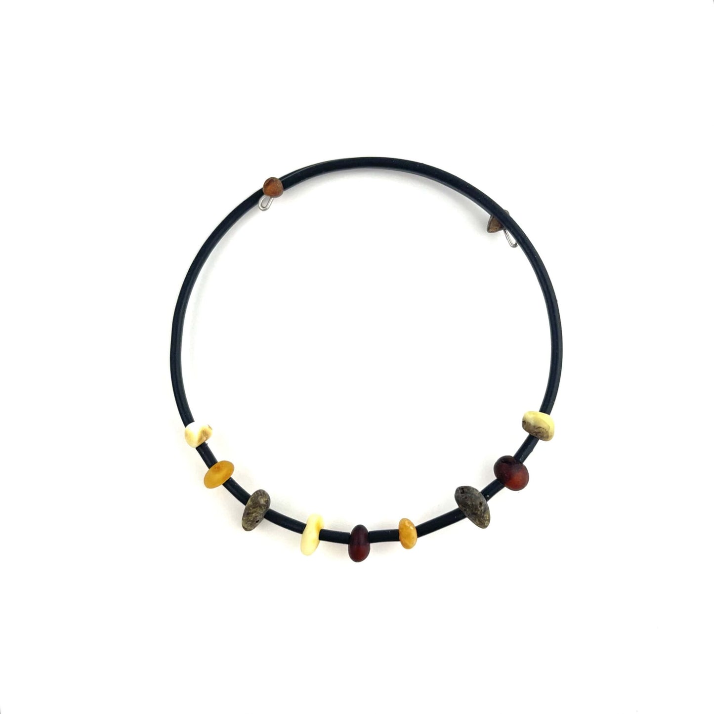 Raw Semi Rounded Beads Multicolor Bracelet
