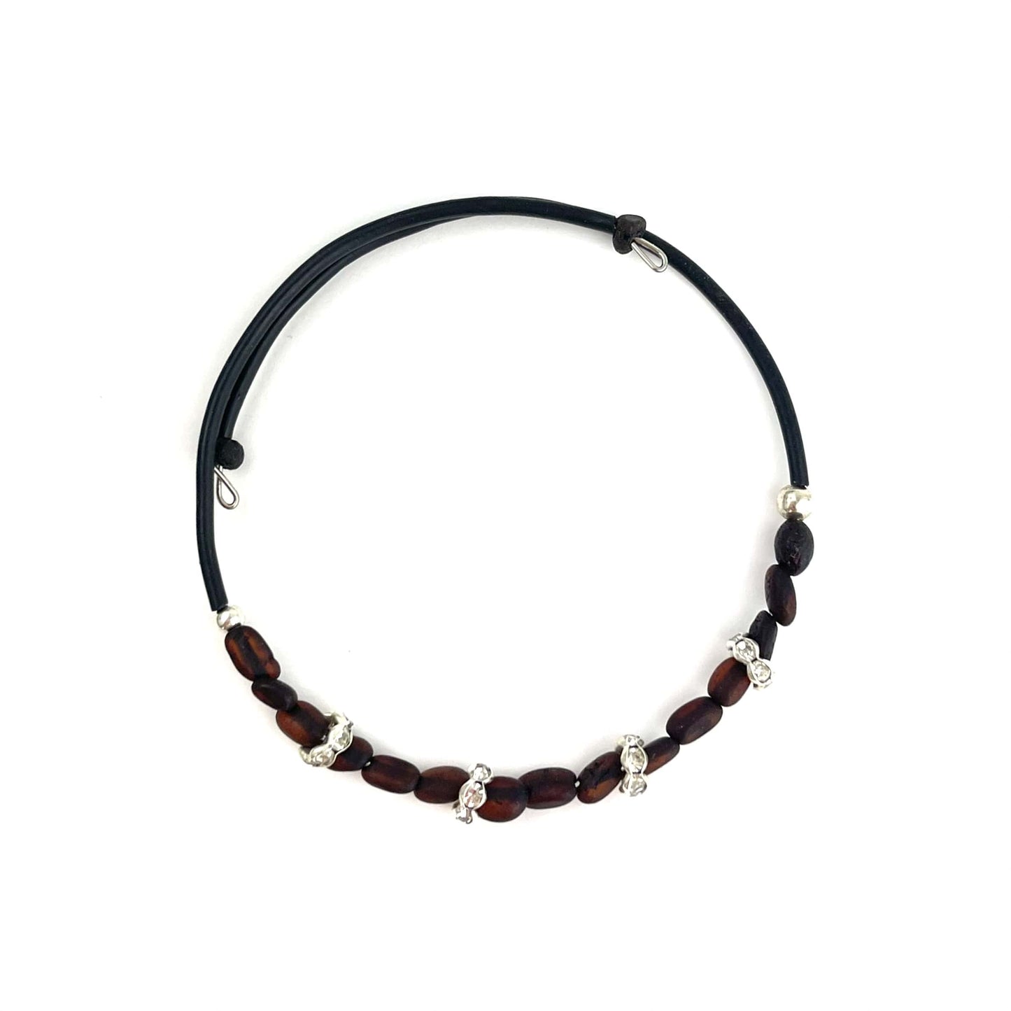 Raw Oval Beads Cherry Color Bracelet