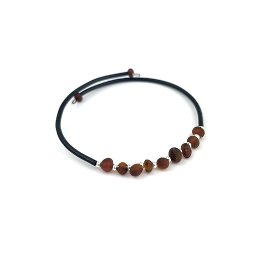 Raw Semi Rounded Beads Cognac Color Bracelet