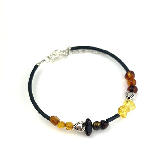 Polished Semi Rounded Beads Multicolor Heart Bracelet