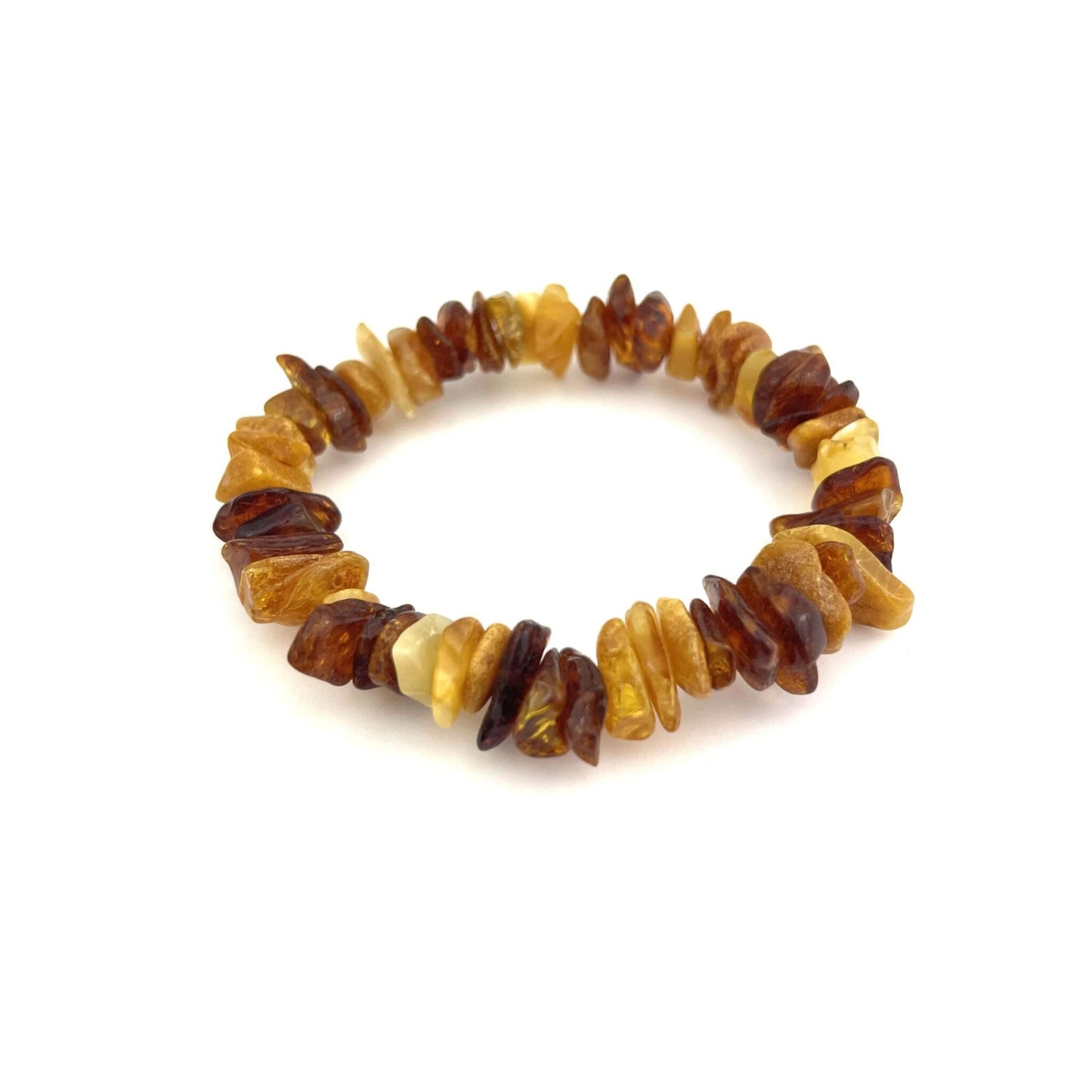 Polished Elastic Chips Cognac and Honey Color Bracelet