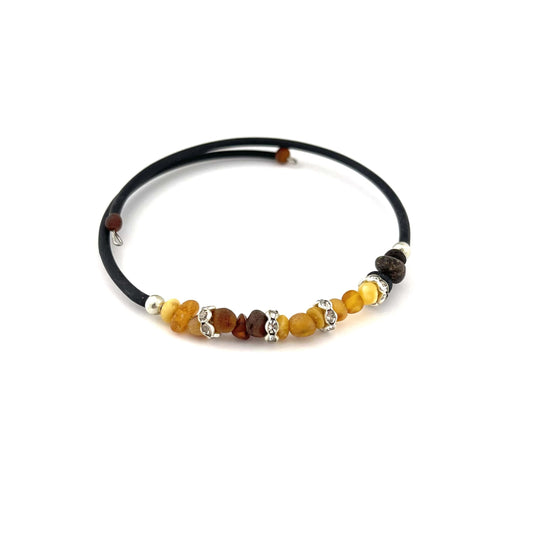 Raw Baroque Amber Beads Multicolor Bracelet