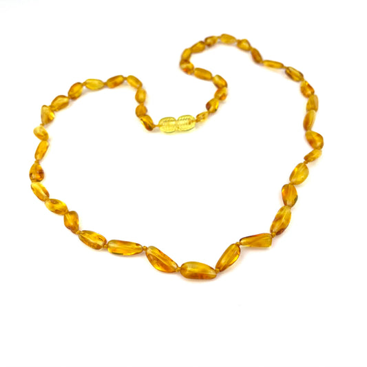 Polished Oval Beads Honey Color Necklace