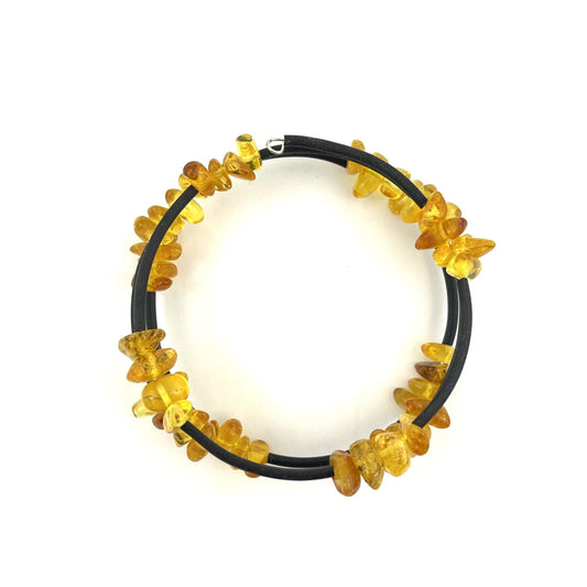 Polished Chips Beads Memory Wire Lemon Honey Color Bracelet