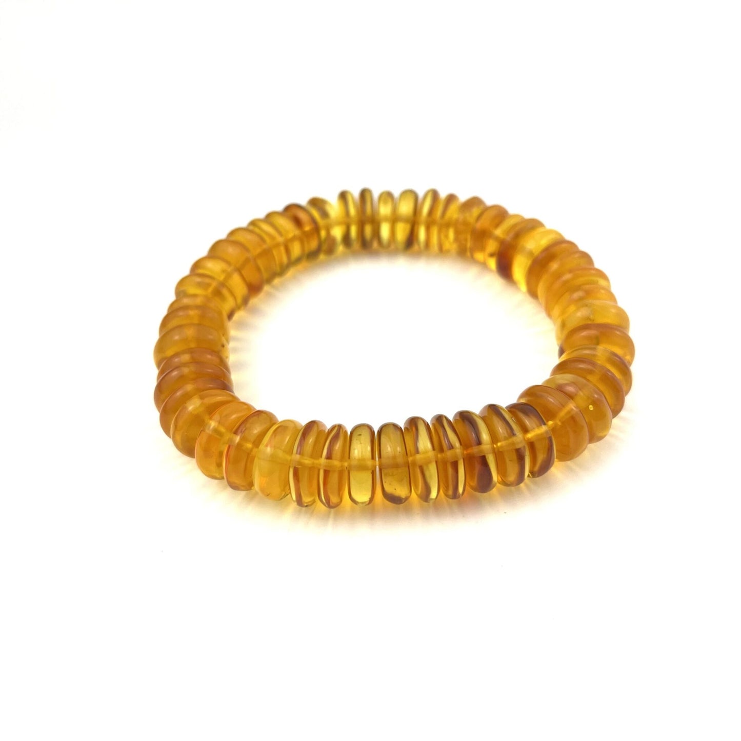 Polished Flat Cylinder Beads Honey Bracelet