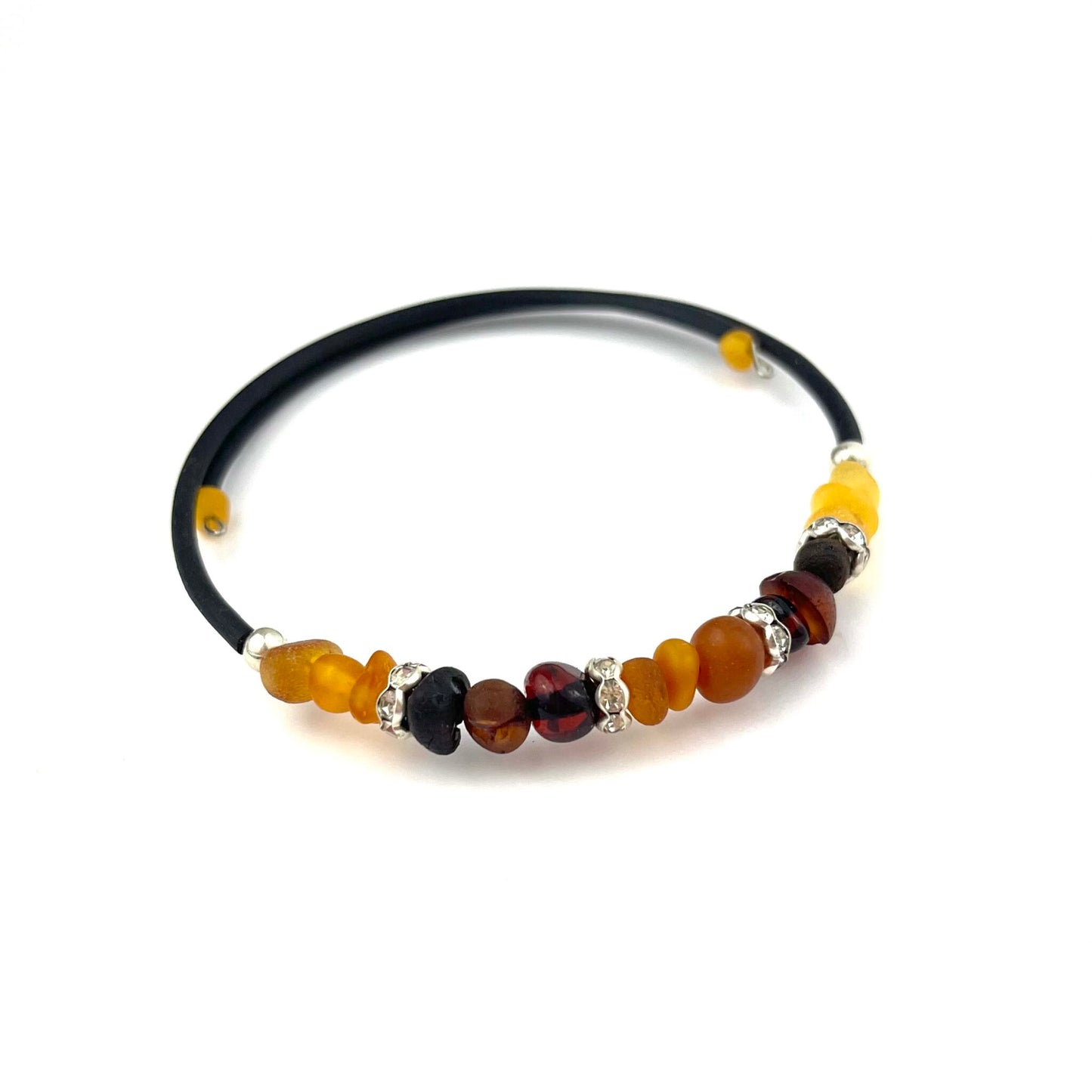Raw Baroque Amber Beads Multicolor Bracelet