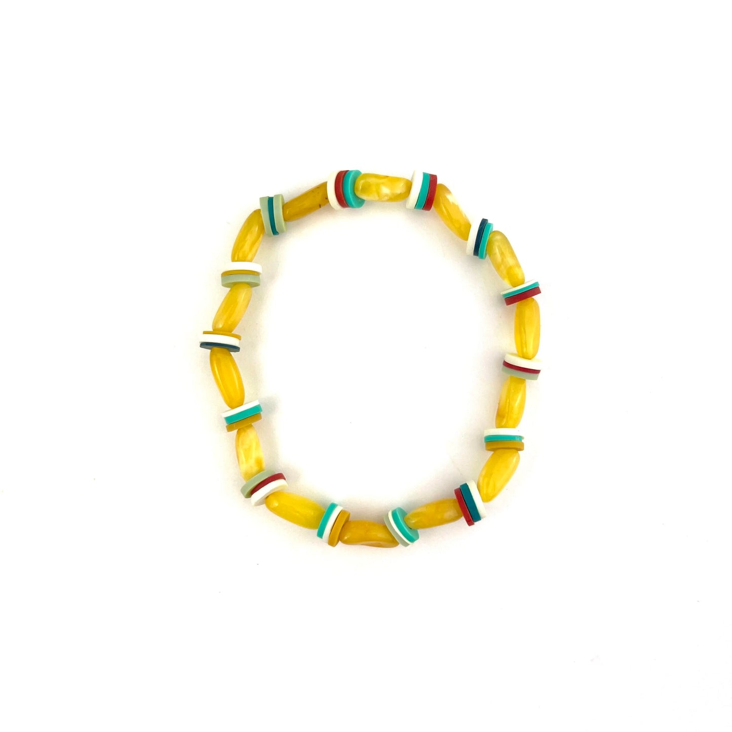 Polished Oval Amber Beads Butter Color Bracelet