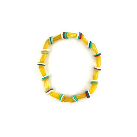 Polished Oval Amber Beads Butter Color Bracelet