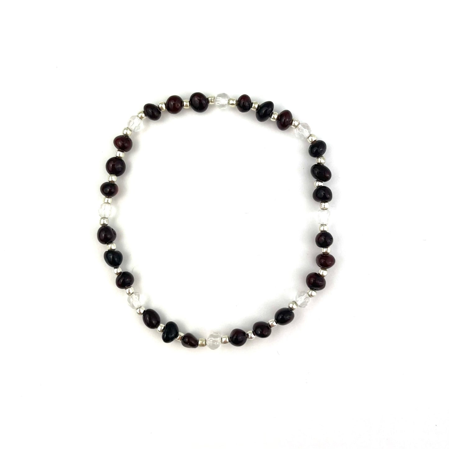 Polished Semi Rounded Beads Cherry Color Bracelet