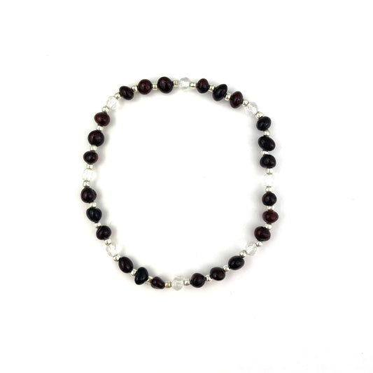 Polished Semi Rounded Beads Cherry Color Bracelet