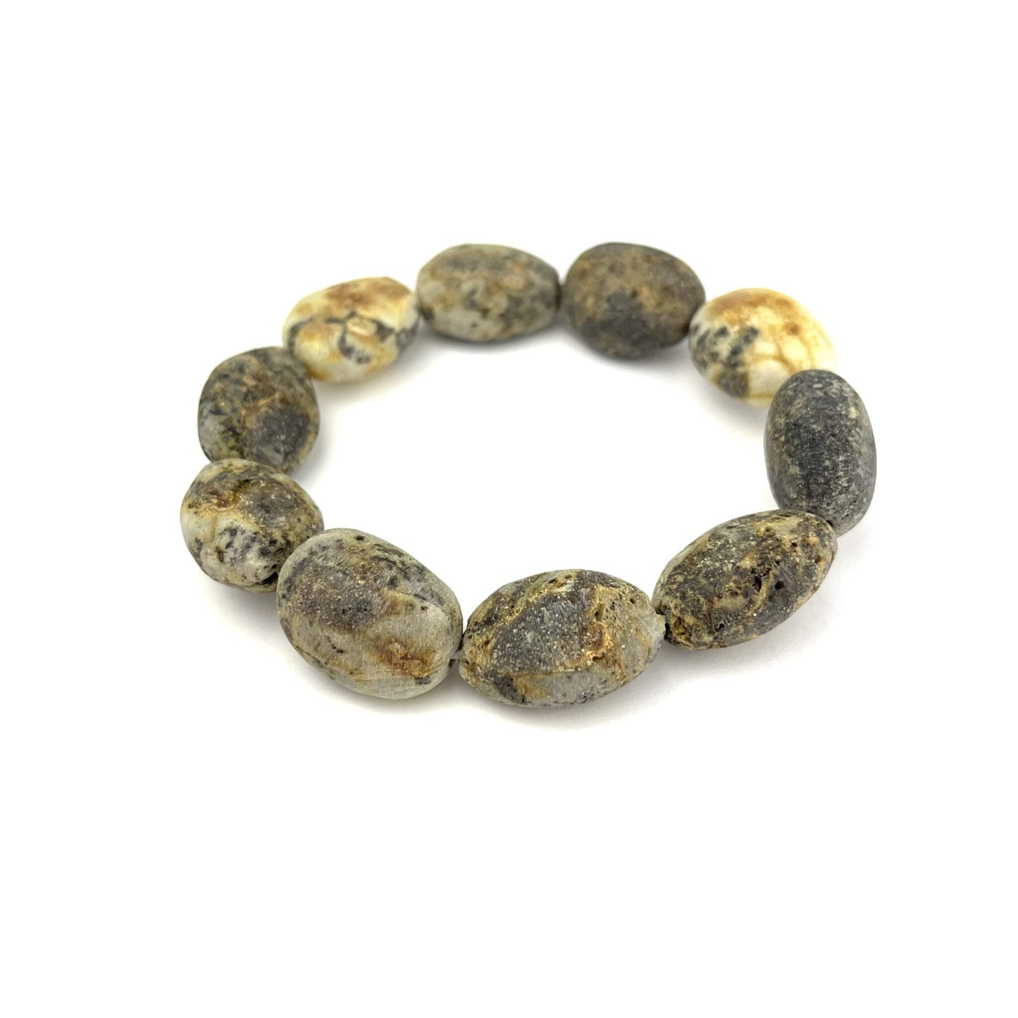 Raw Massive Oval Beads Light Green Color Bracelet
