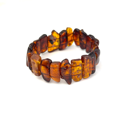 Polished Massive Rectangle Beads Cognac Bracelet