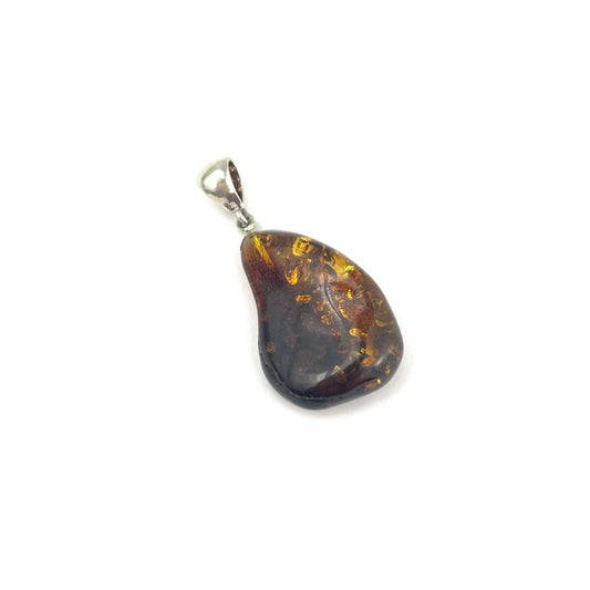 Polished Oval Shaped Amber Pendant