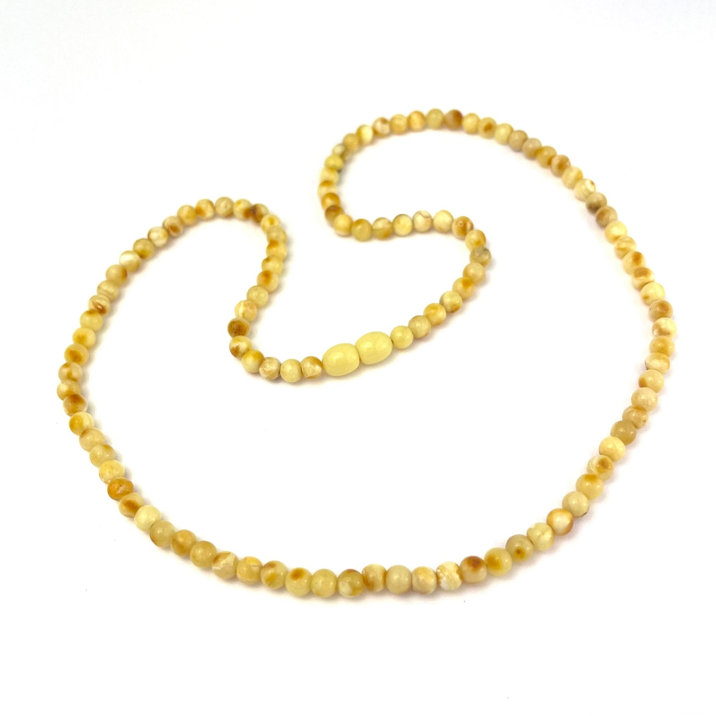 Polished Perfect Round Beads Light Butter Color Necklace