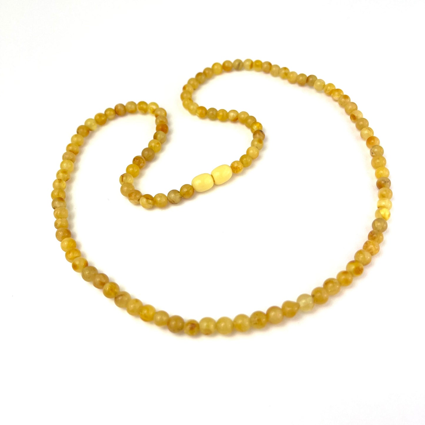 Polished Perfect Round Beads Butter Color Necklace 55cm