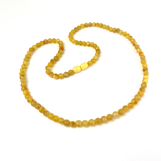 Polished Perfect Round Beads Butter Color Necklace 55cm