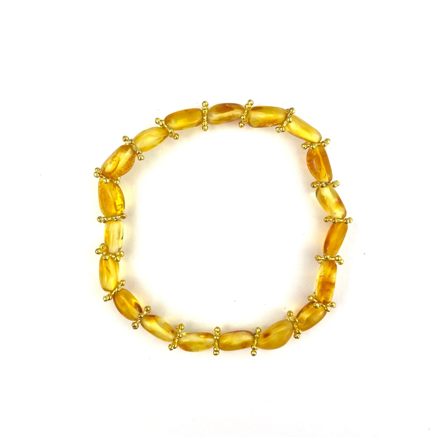 Polished Oval Beads Honey Color Bracelet