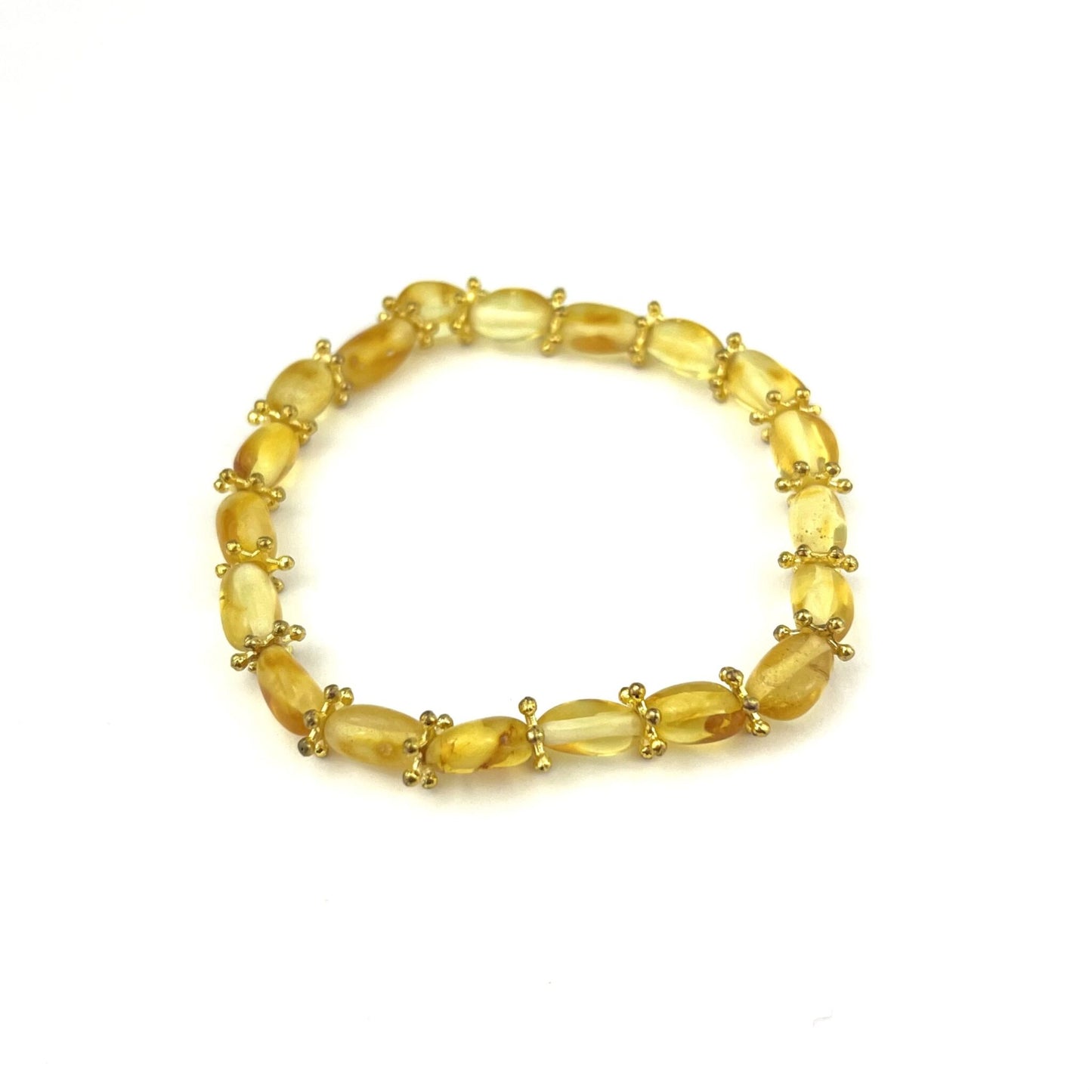 Polished Oval Beads Honey Color Bracelet