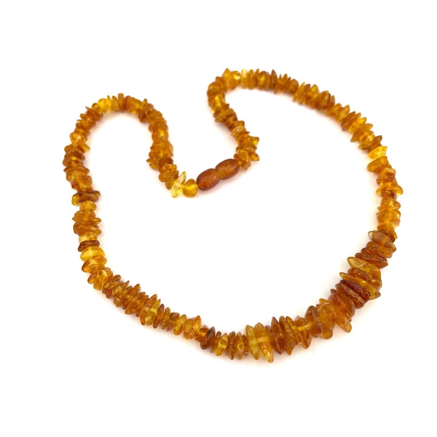 Polished Chips Beads Dark Honey Color Necklace 41cm