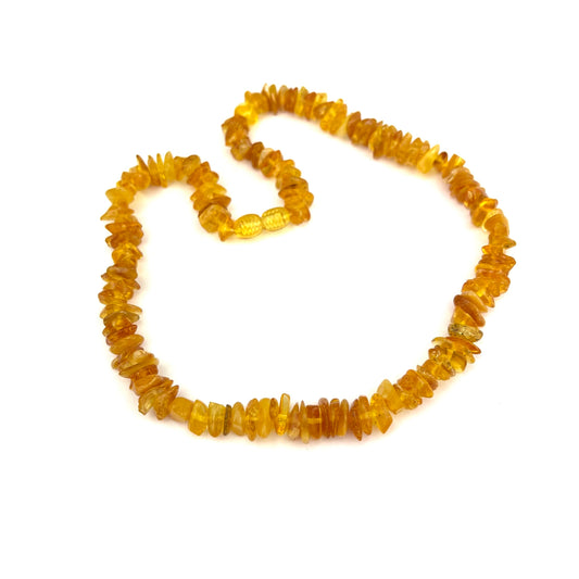 Polished Chips Beads Honey Color Necklace 41cm