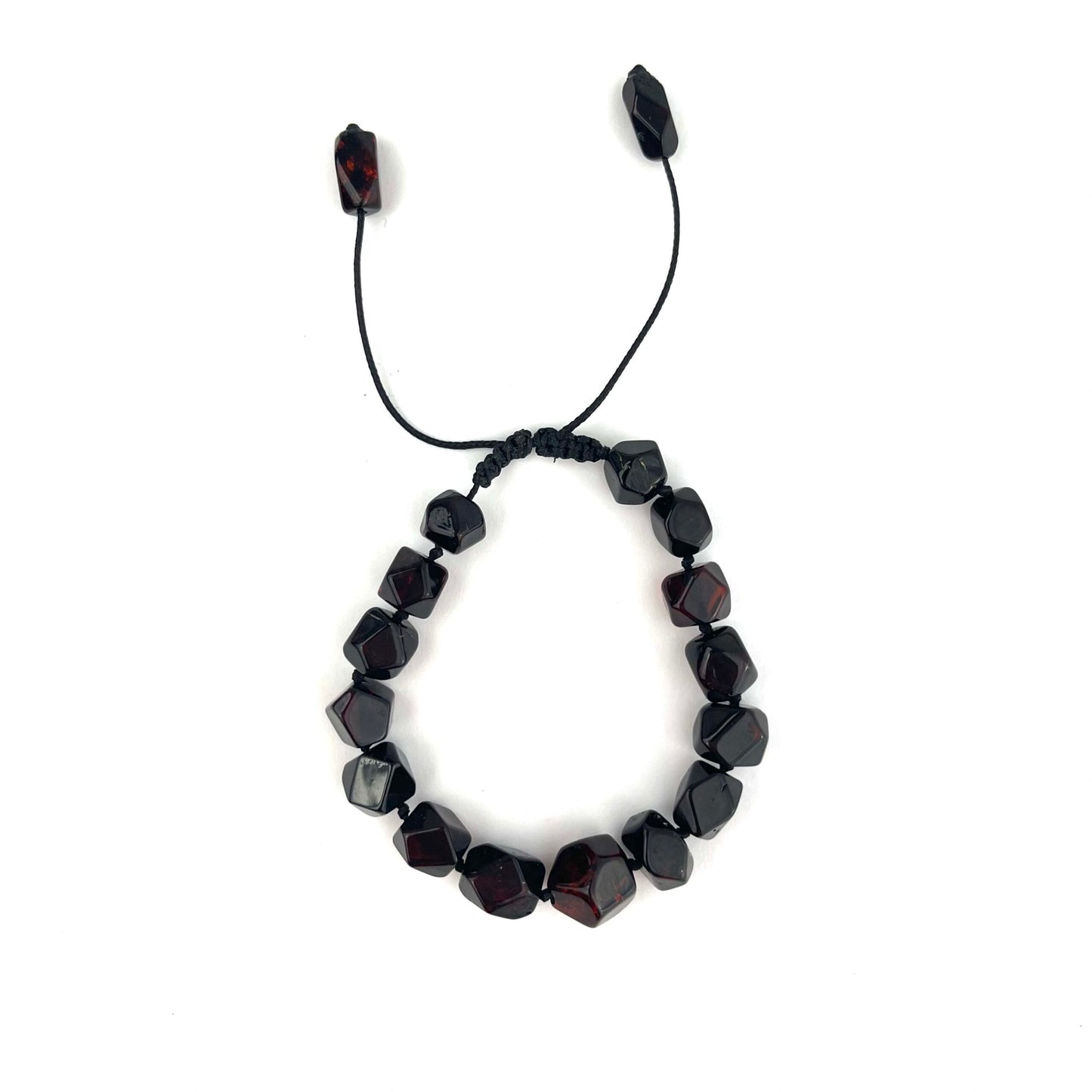 Polished Adjustable Faceted Beads Cherry Color Bracelet