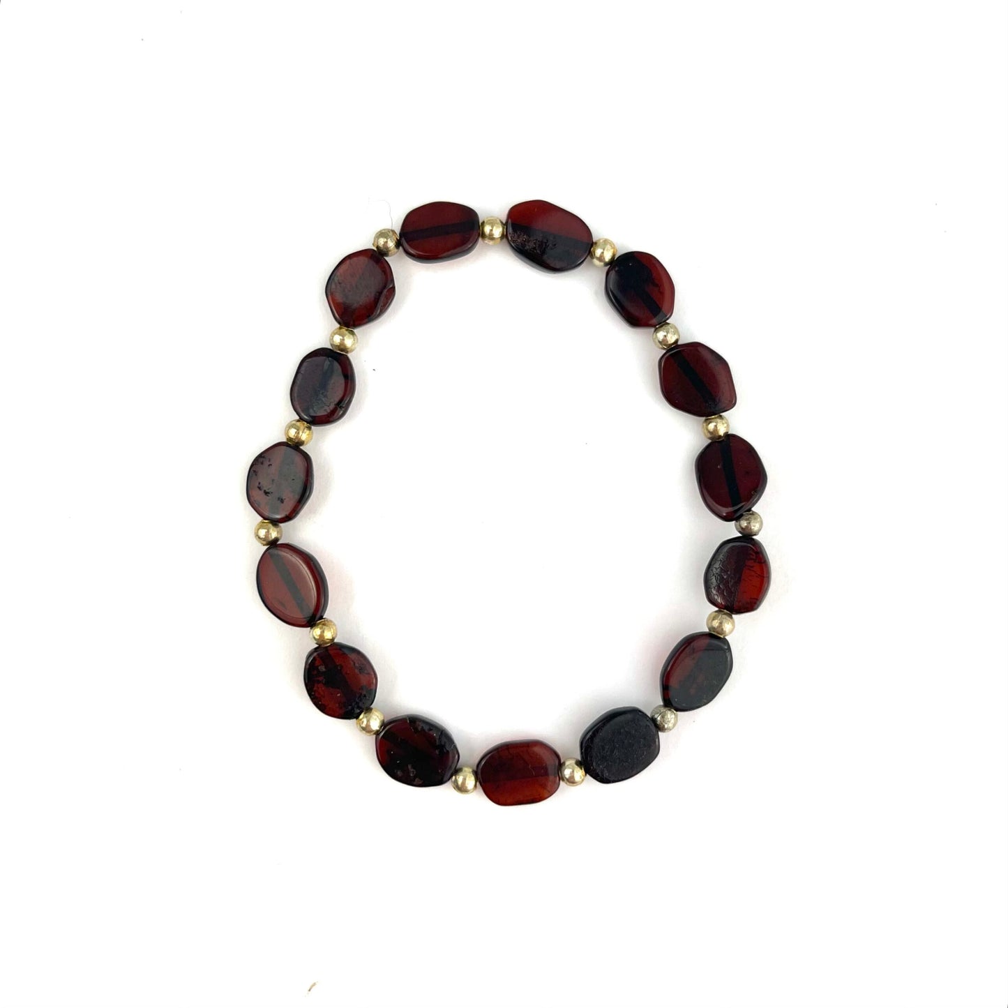 Polished Flat Oval Beads Cherry Color Bracelet