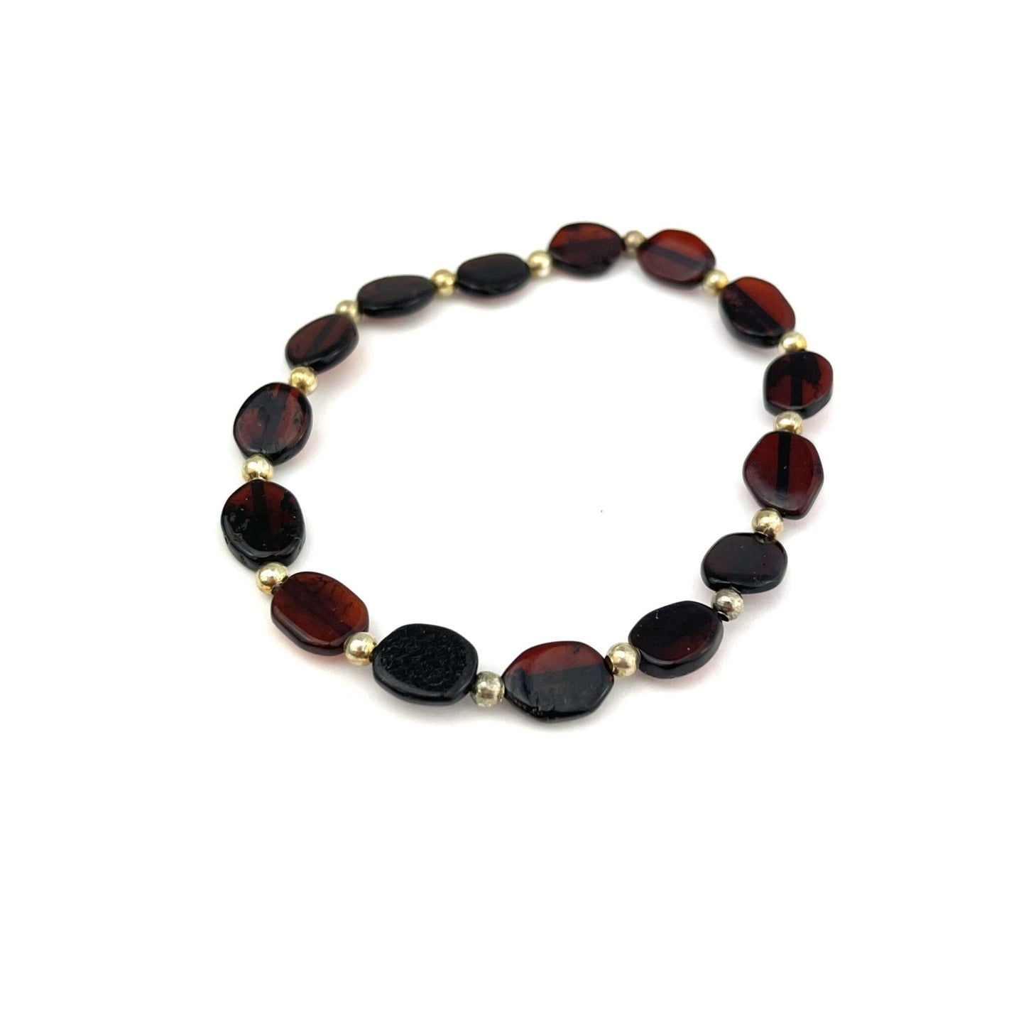 Polished Flat Oval Beads Cherry Color Bracelet