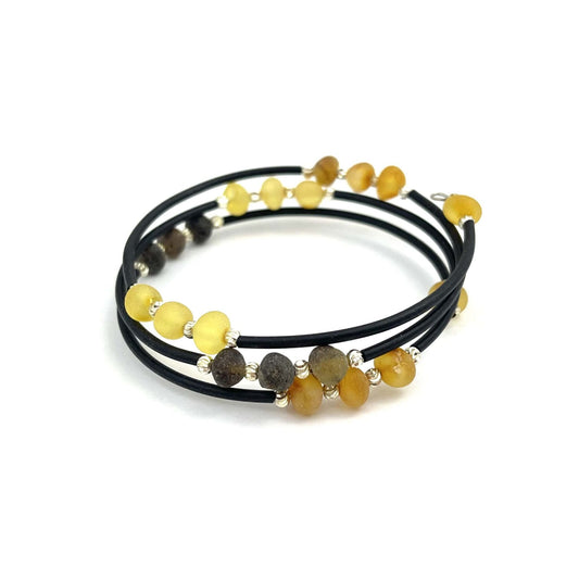 Raw Baroque Beads Memory Wire Multicolor Bracelet