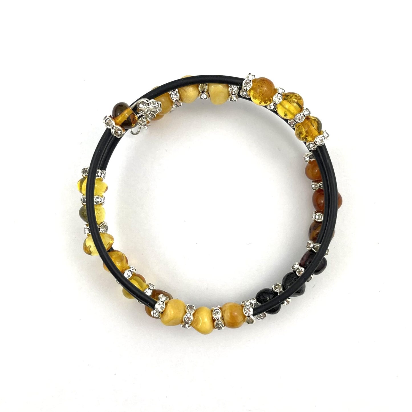 Polished Baroque Beads Memory Wire Multicolor Bracelet