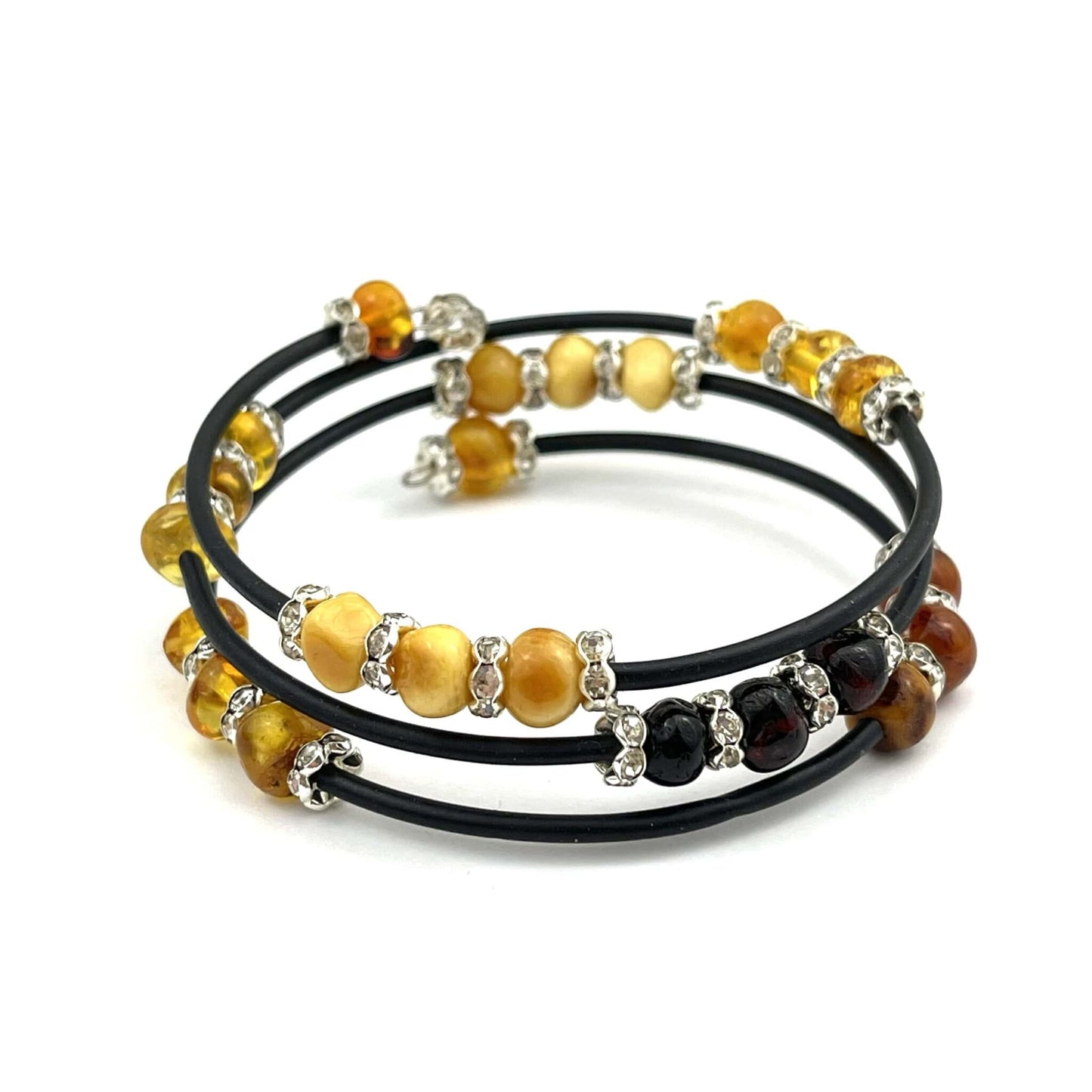 Polished Baroque Beads Memory Wire Multicolor Bracelet